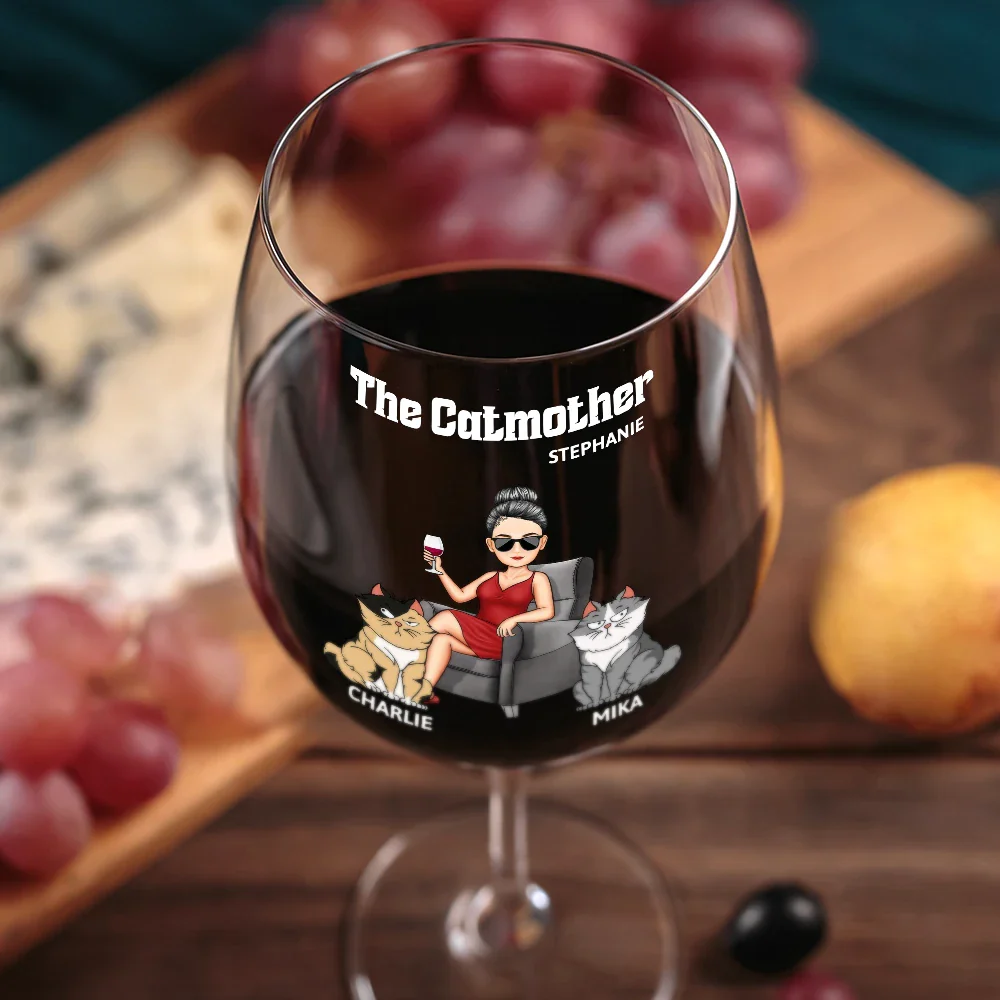 The Catmother - Personalized Wine Glass - Image 3