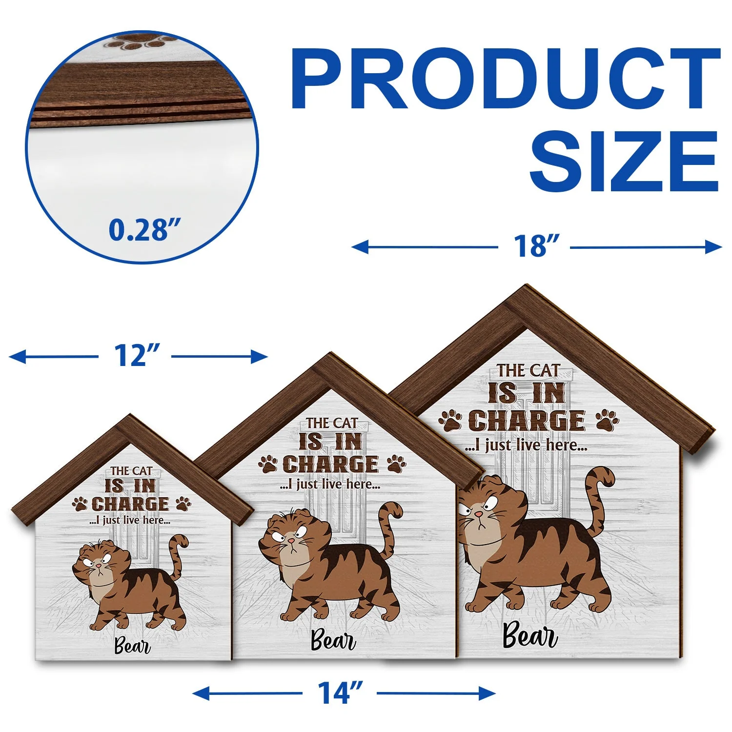 The Cats Are In Charge - Gift For Cat Lovers - Personalized Custom Shaped Wood Sign - Image 5