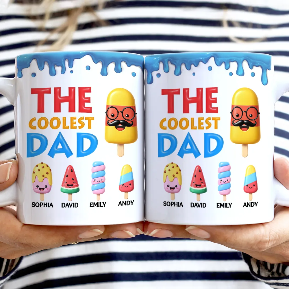 The Coolest Pop Grandpa Dad - Personalized White Edge-to-Edge Mug - Image 2