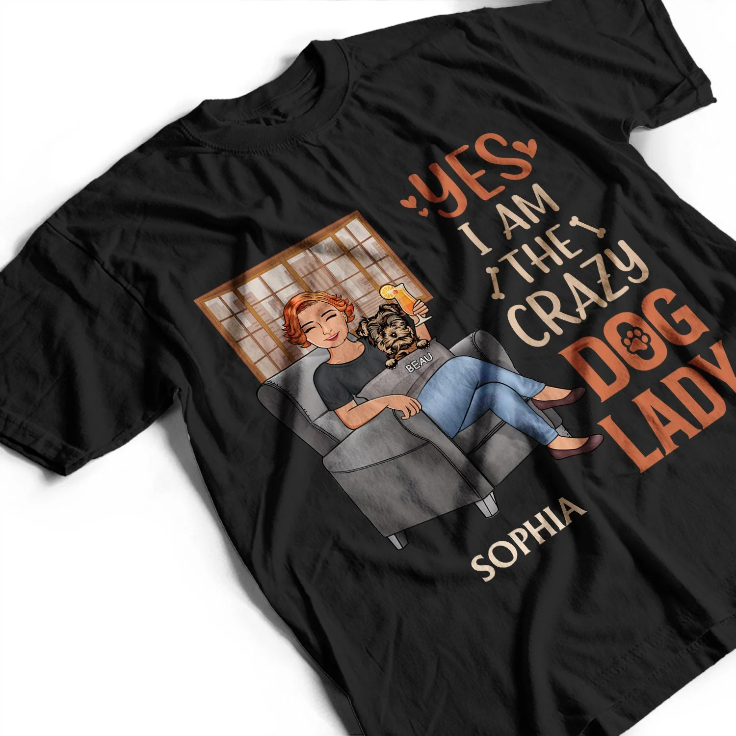 The Crazy Dog Lady Best Dog Mom Ever - Dog Lovers Gift - Personalized Custom T Shirt - Image 3