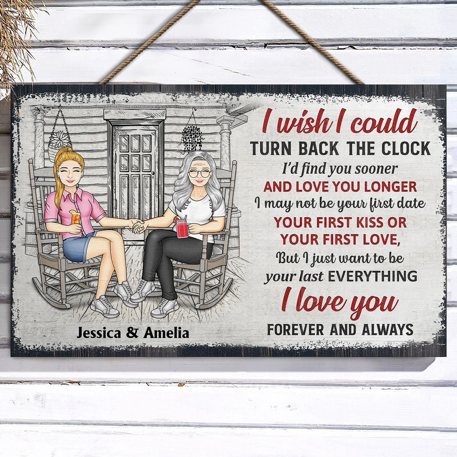 The Day I Met You - Anniversary, Birthday, Home Decor Gift For Spouse, Lover, Husband, Wife, Boyfriend, Girlfriend, Couple - Personalized Custom Wood Rectangle Sign - Image 3