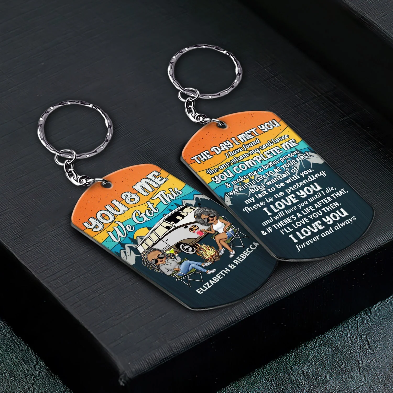 The Day I Met You - Anniversary, Loving Gifts For Couples, Husband, Wife, Camping Lovers - Personalized Aluminum Keychain - Image 2