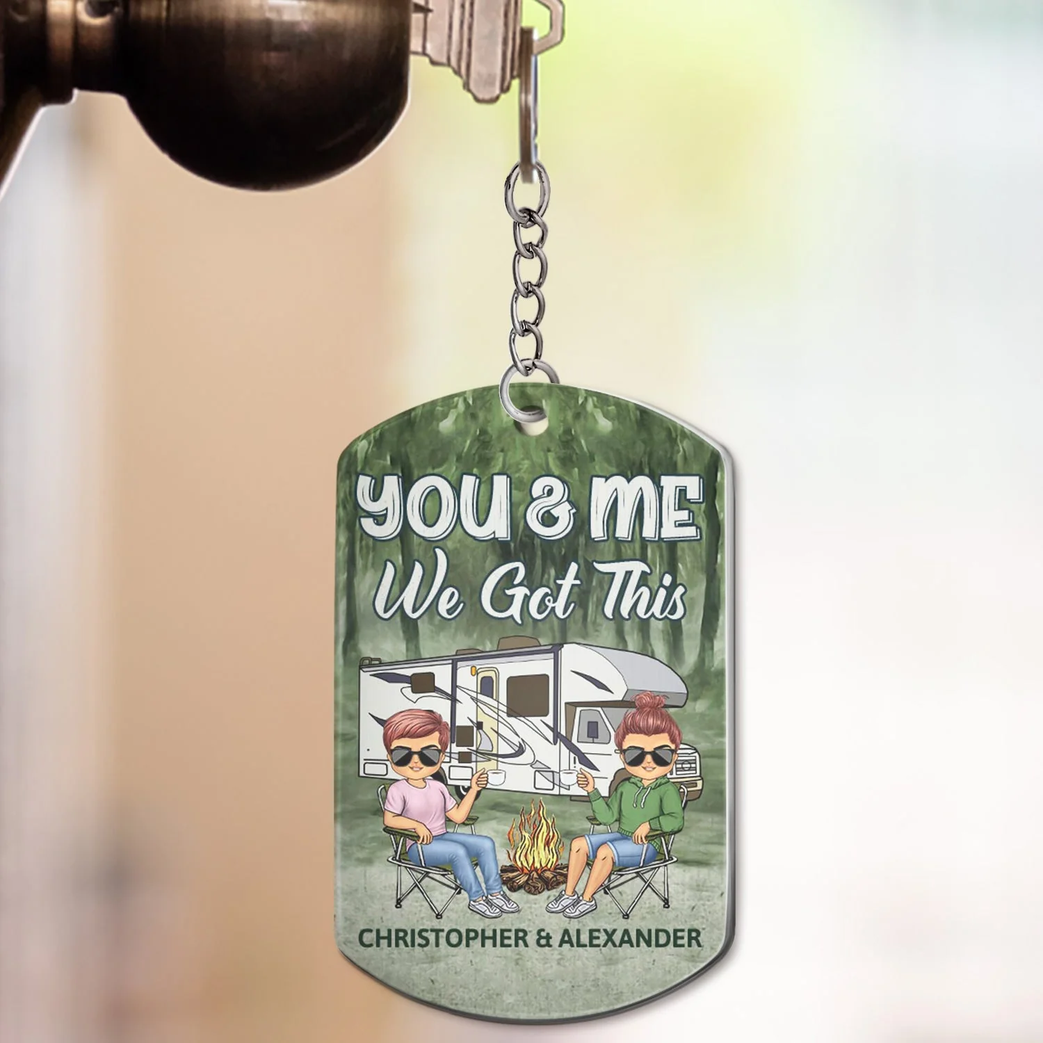The Day I Met You - Anniversary, Loving Gifts For Couples, Husband, Wife, Camping Lovers - Personalized Aluminum Keychain - Image 3