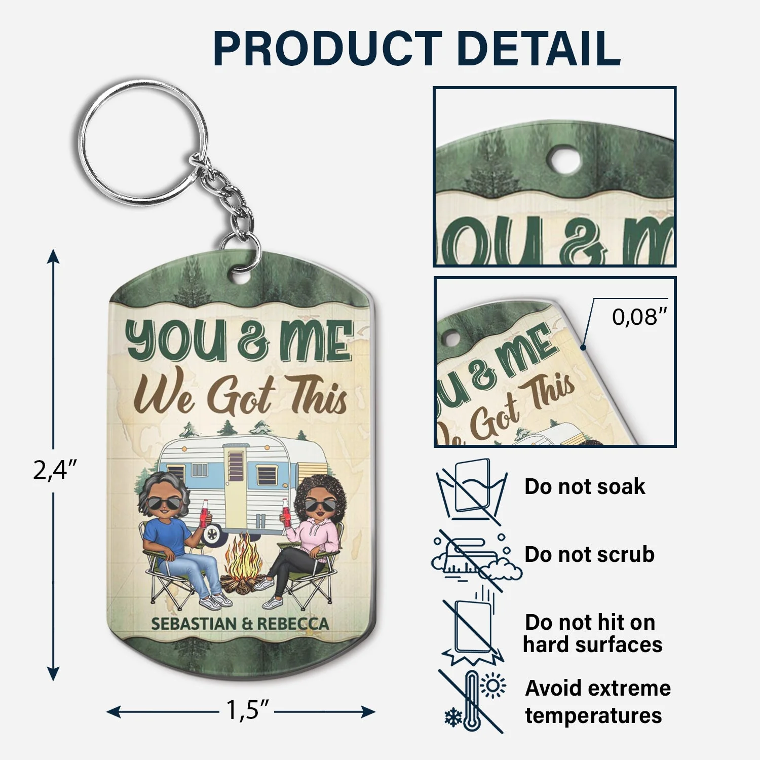The Day I Met You - Anniversary, Loving Gifts For Couples, Husband, Wife, Camping Lovers - Personalized Aluminum Keychain - Image 5