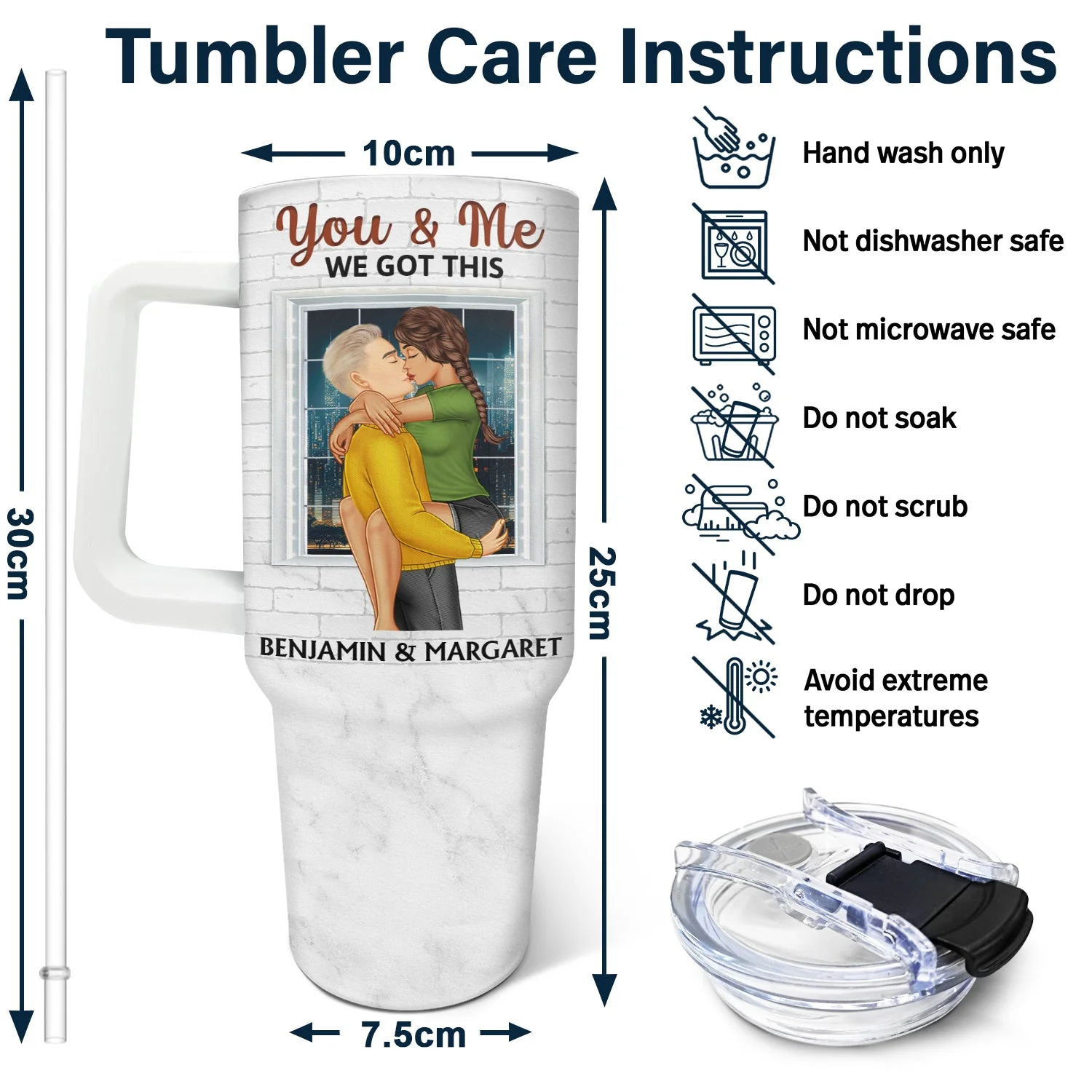 The Day I Met You - Gift For Couples - Personalized 40oz Tumbler With Straw - Image 6