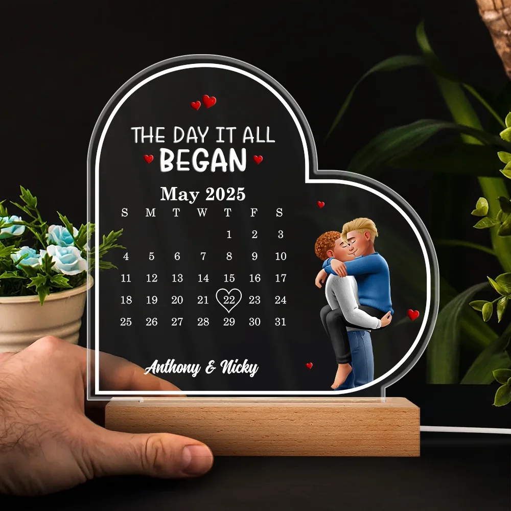 The Day It All Began - Personalized 3D Led Light Wooden Base - Image 4