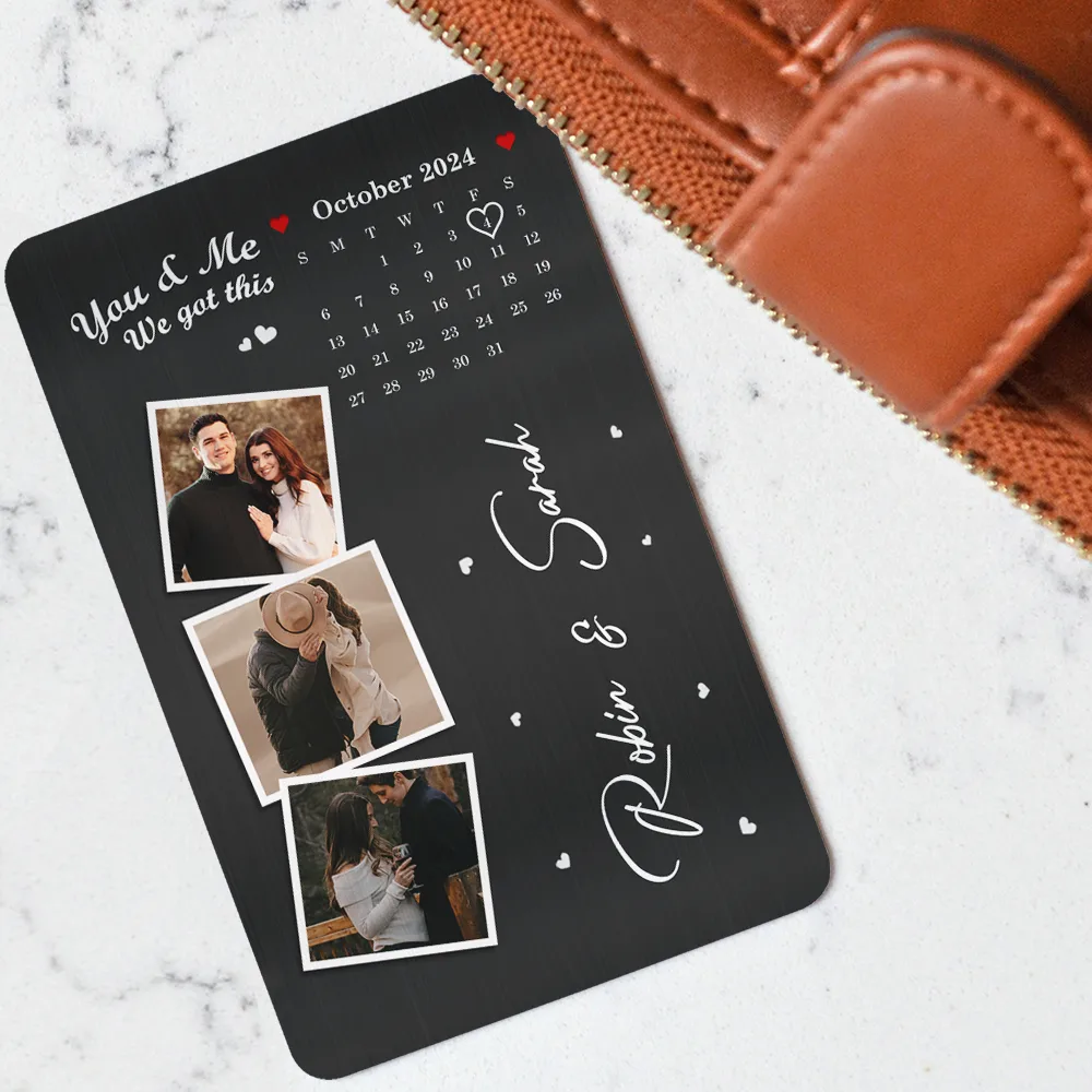 The Day Our Journey Began Custom Photo & Calendar - Personalized Aluminum Wallet Card - Image 3