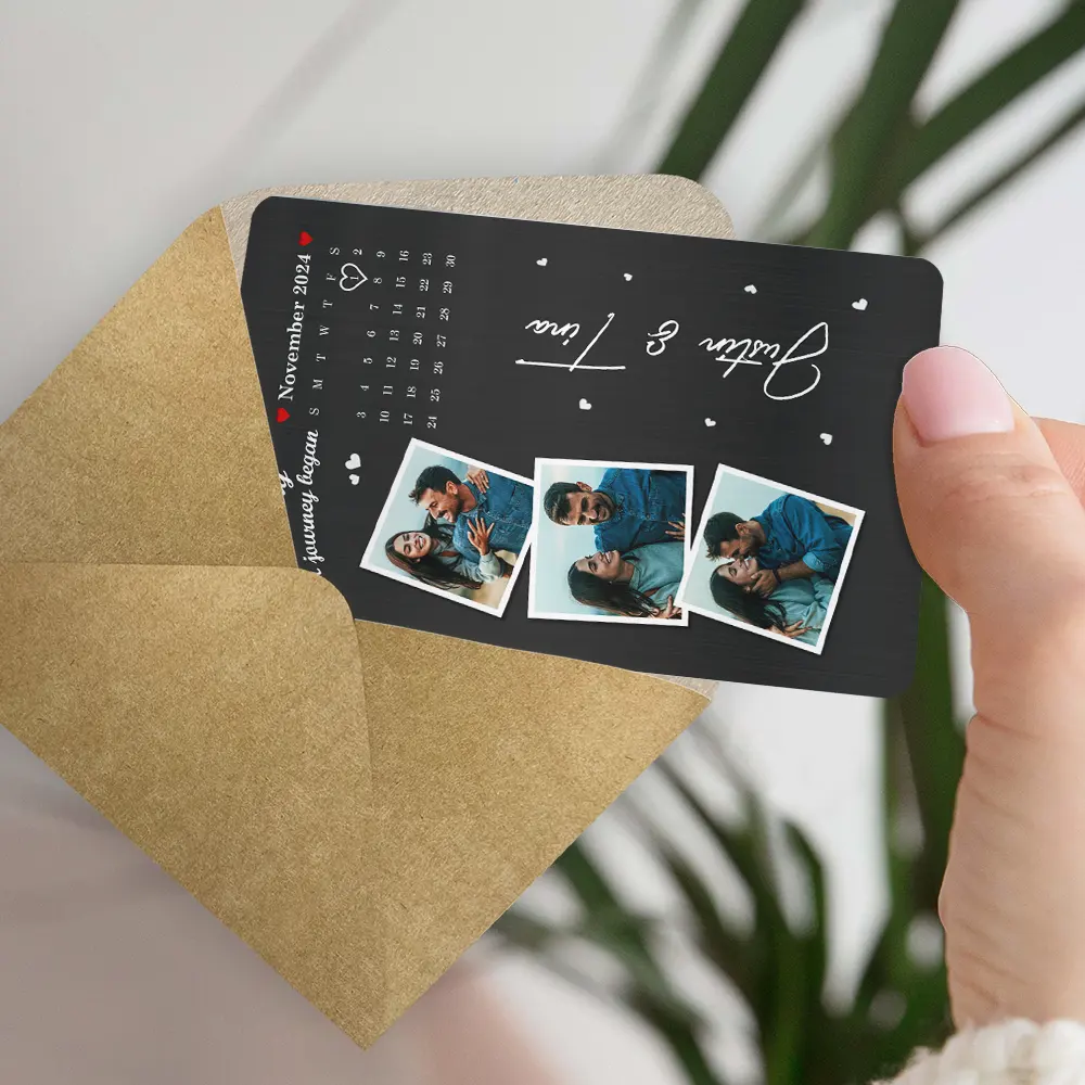 The Day Our Journey Began Custom Photo & Calendar - Personalized Aluminum Wallet Card - Image 5