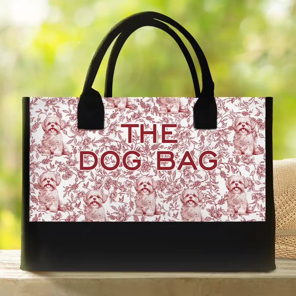 The Dog Bag Chinoiserie Toile - Personalized Canvas Tote Bag - Image 2