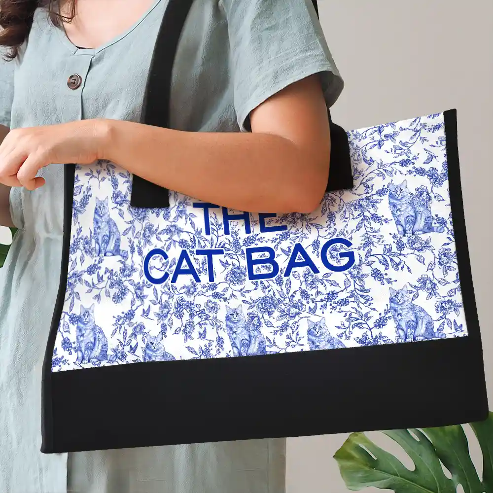 The Dog Bag Chinoiserie Toile - Personalized Canvas Tote Bag - Image 3