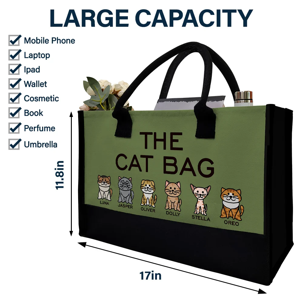 The Dog Bag Color Stick Figure Dog Cat - Personalized Canvas Tote Bag - Image 4