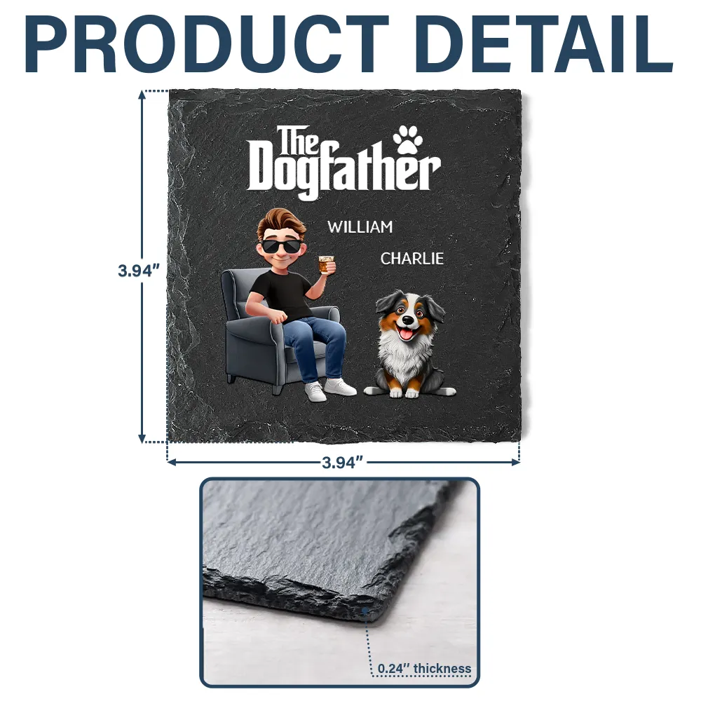 The Dog Father 3D - Personalized Slate Coaster - Image 5