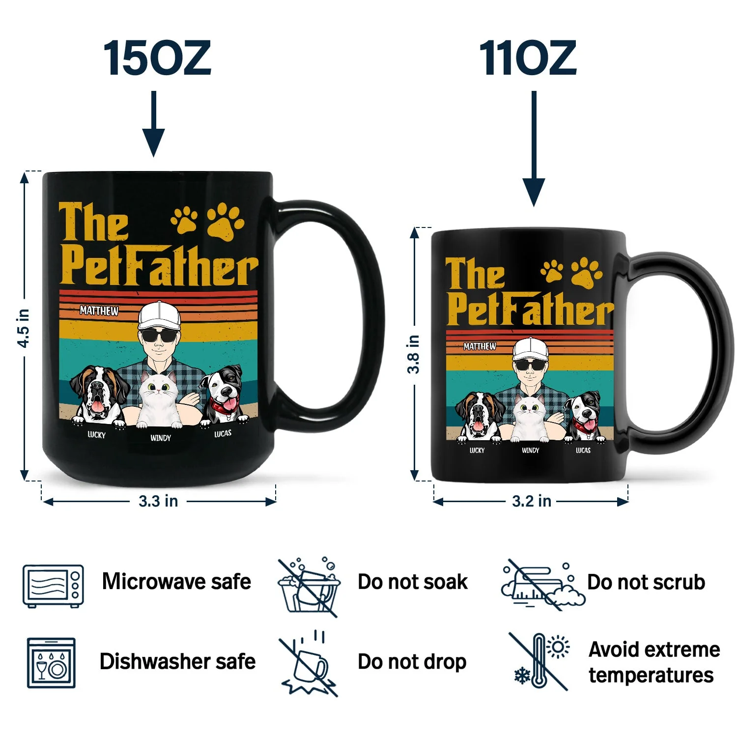 The Dog Father - Gift For Dog Dad, Dog Lovers - Personalized Black Mug - Image 4