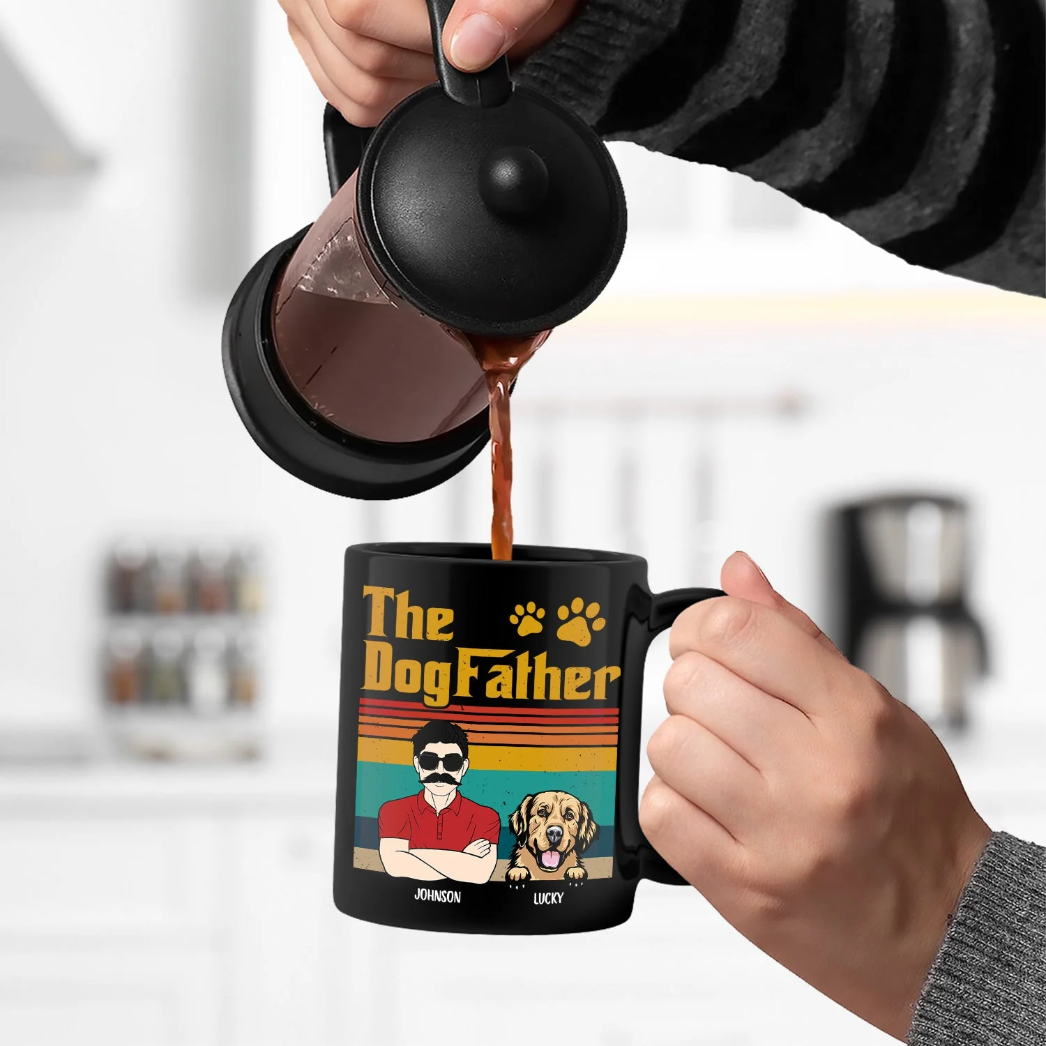 The Dog Father - Gift For Dog Dad, Dog Lovers - Personalized Black Mug - Image 5