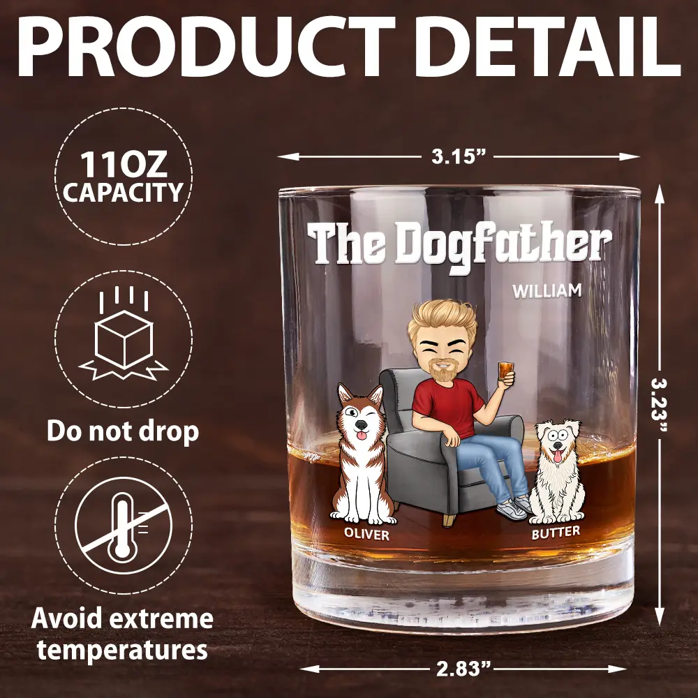 The Dog Father - Personalized Whiskey Glass - Image 5