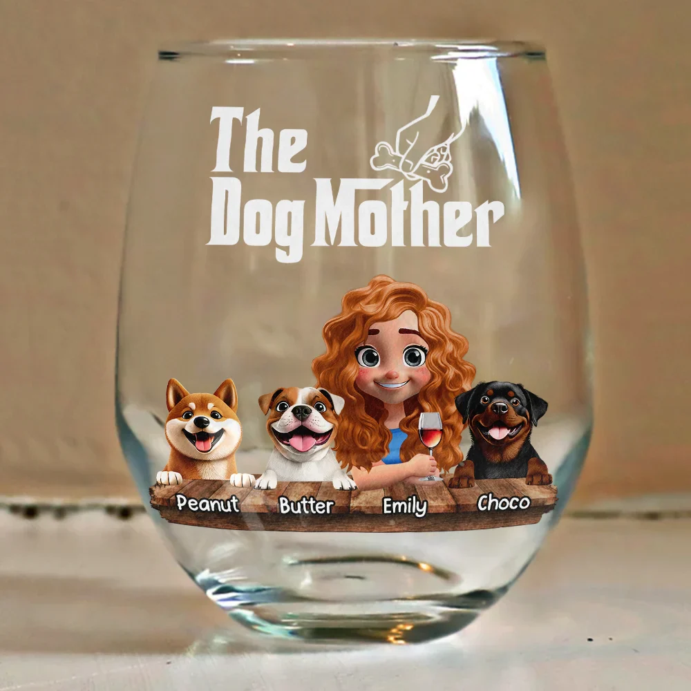 The Dog Mother 3D Effect - Personalized Stemless Wine Glass - Image 4