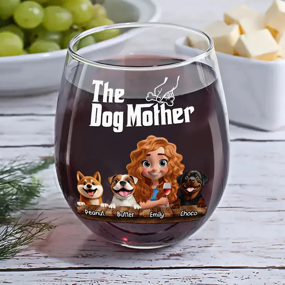 The Dog Mother 3D Effect - Personalized Stemless Wine Glass - Image 6