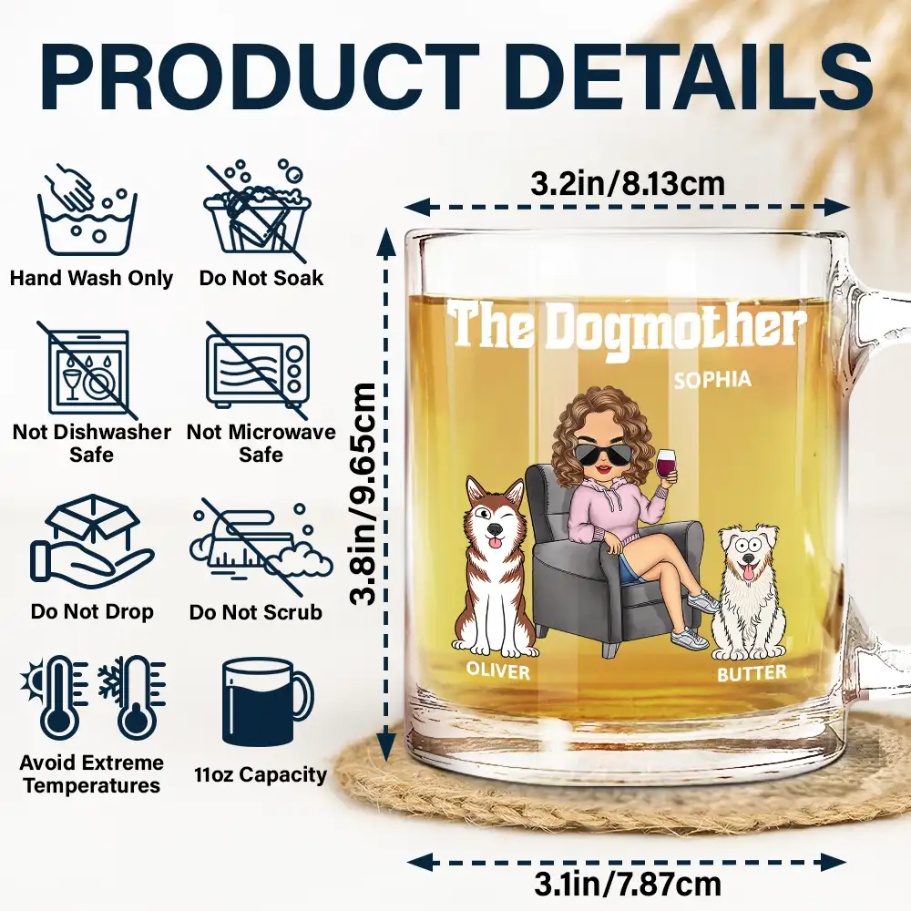The Dog Mother - Personalized Glass Mug - Image 5
