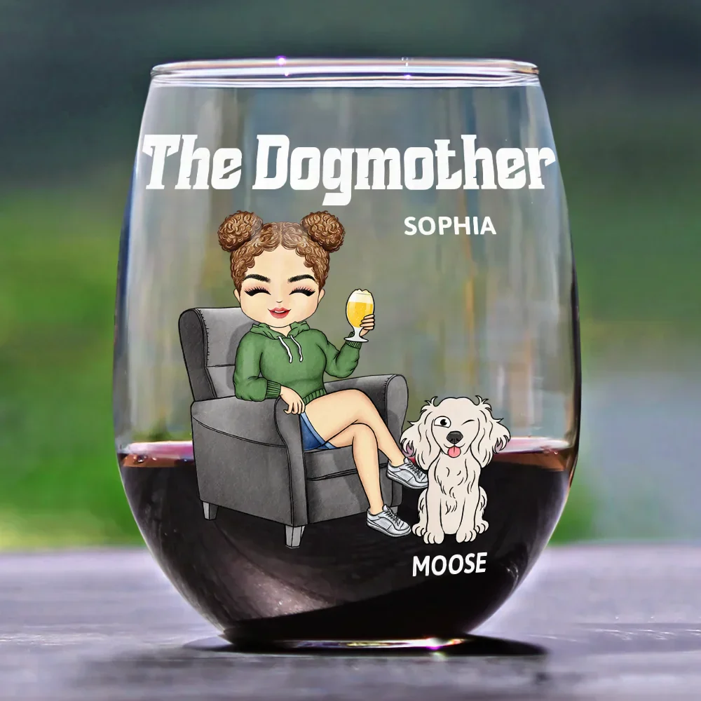 The Dog Mother - Personalized Stemless Wine Glass - Image 2