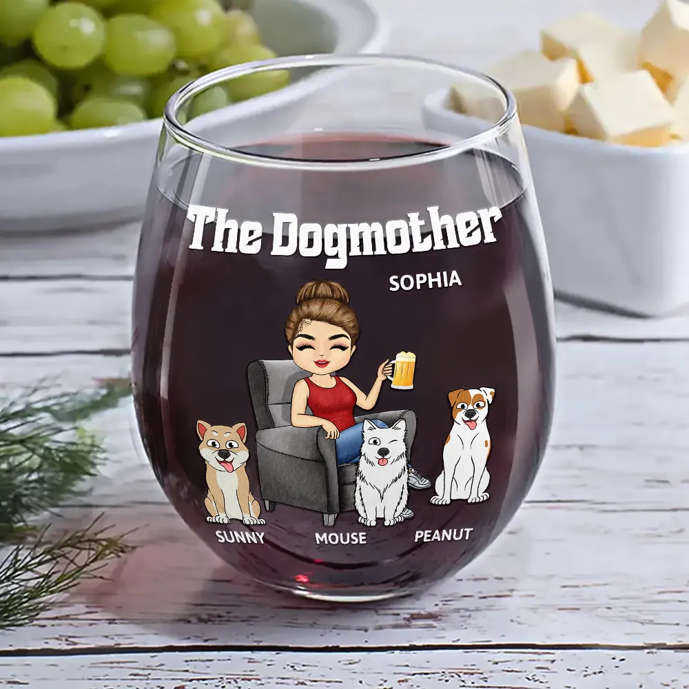 The Dog Mother - Personalized Stemless Wine Glass - Image 6