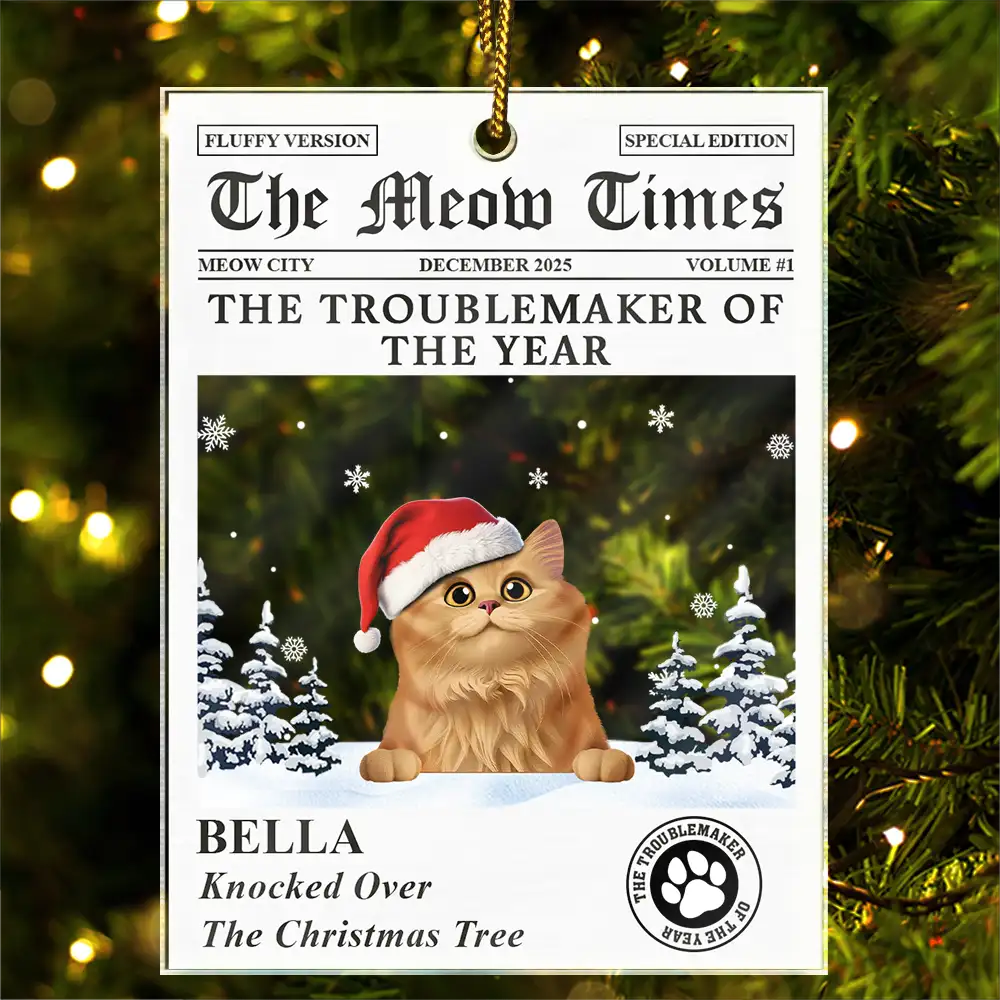 The Dog Times The Meow Times - Personalized Custom Shaped Acrylic Ornament - Image 2