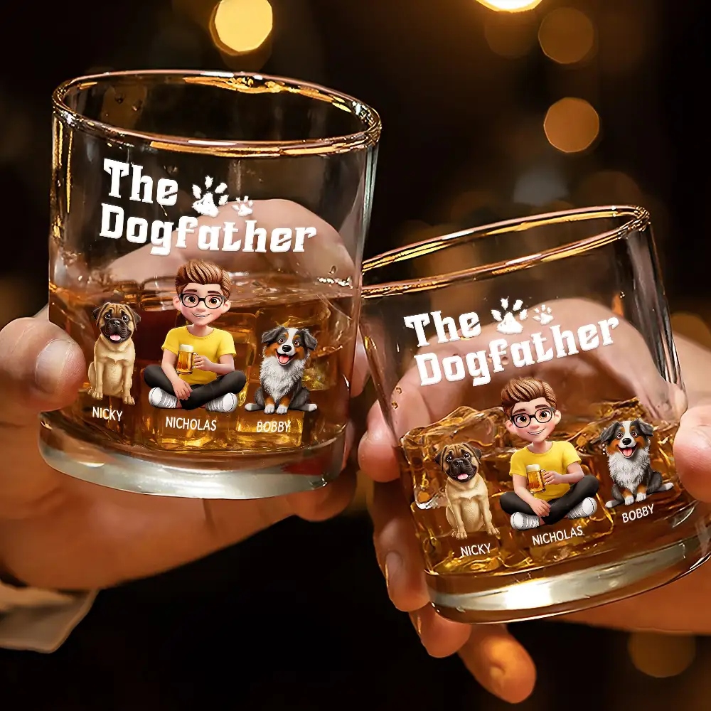 The Dogfather 3D Effect - Personalized Whiskey Glass - Image 3