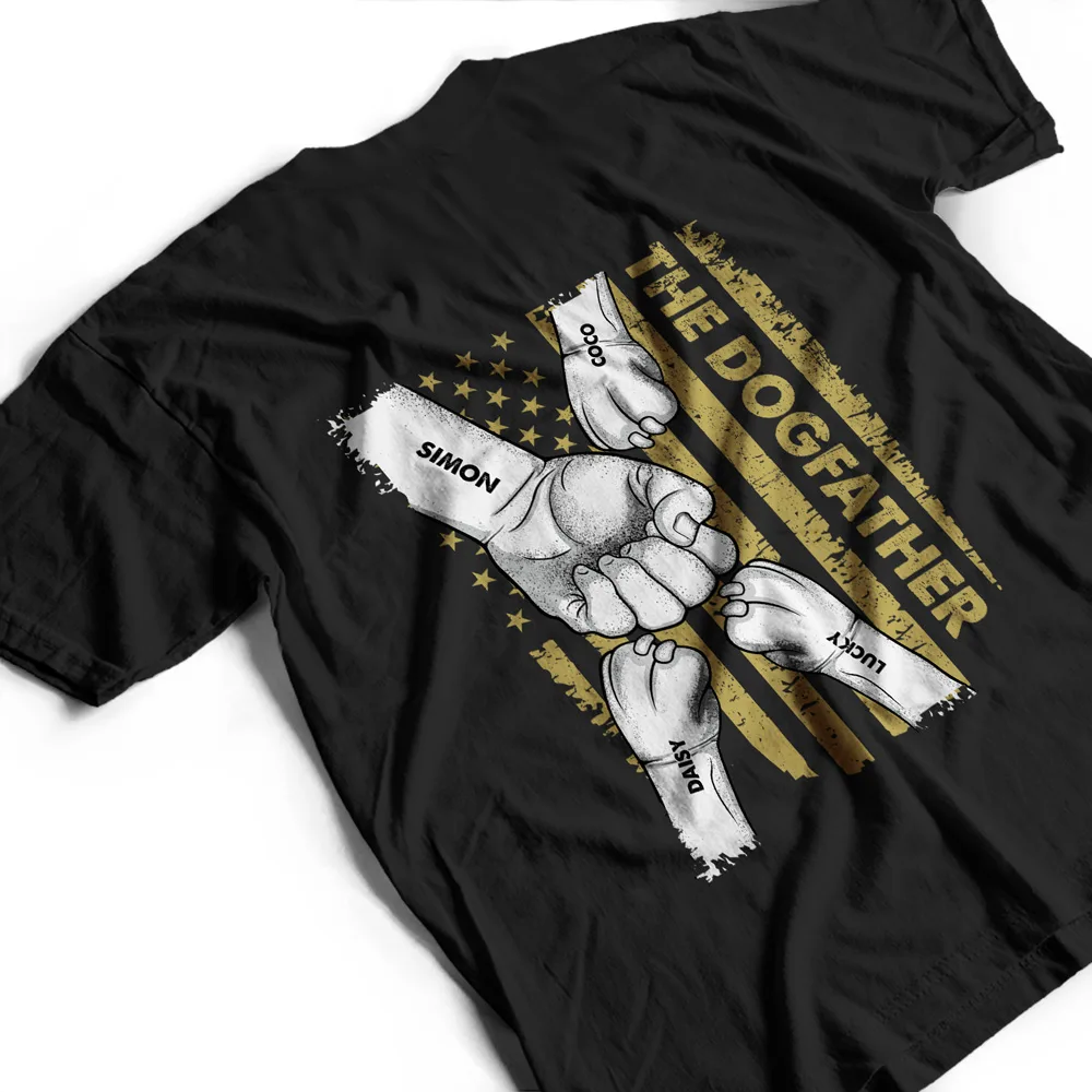 The Dogfather Hand Line Sketch Flag - Personalized T Shirt - Image 3