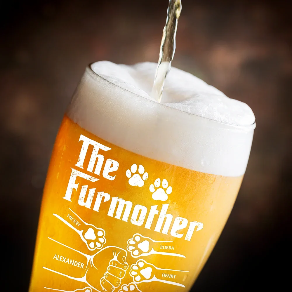 The Dogfather Pet Paw Hand Punch - Personalized Pilsner Glass - Image 3