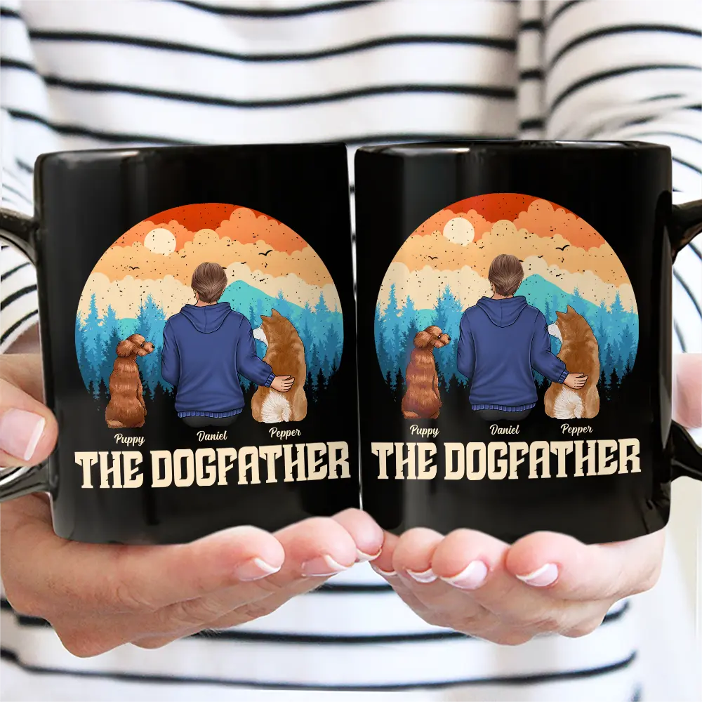 The Dogfather The Dogmother - Personalized Black Mug - Image 2
