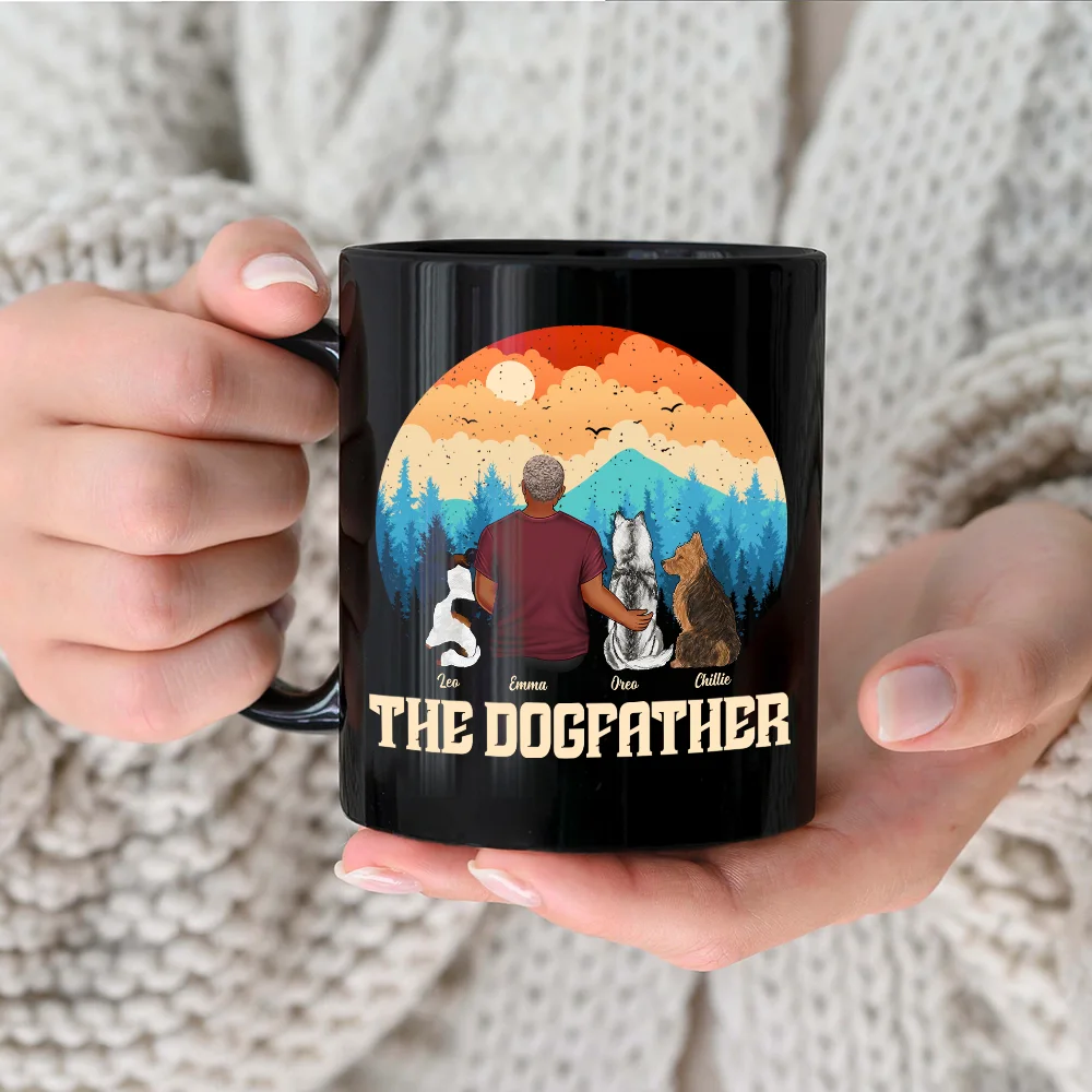 The Dogfather The Dogmother - Personalized Black Mug - Image 3