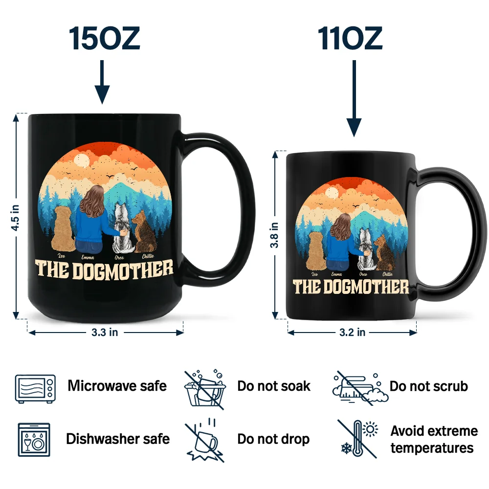 The Dogfather The Dogmother - Personalized Black Mug - Image 4