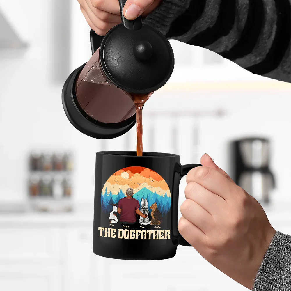 The Dogfather The Dogmother - Personalized Black Mug - Image 5
