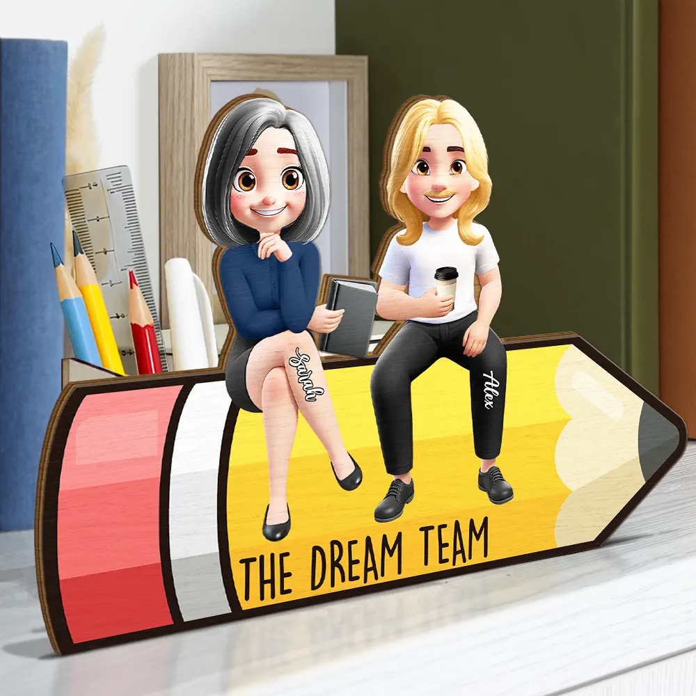 The Dream Team - Personalized Wooden Pen Pencil Holder - Image 2