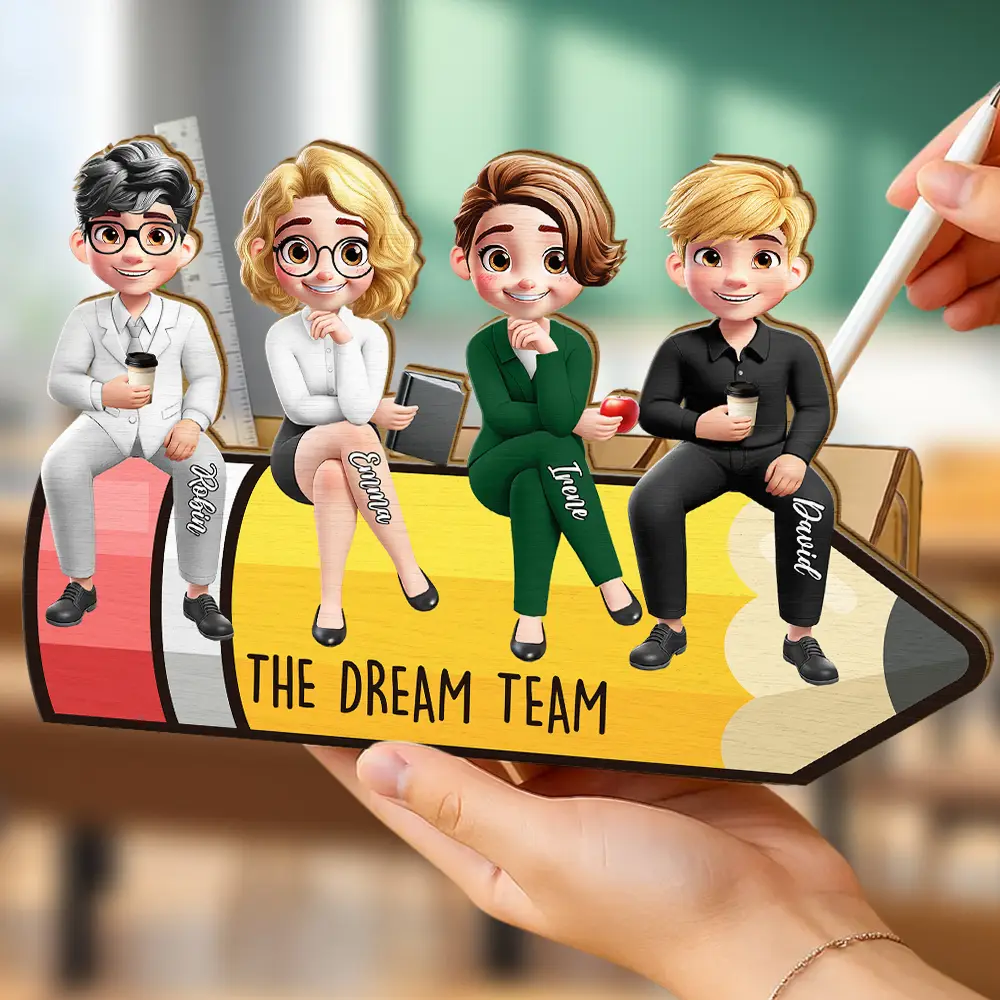 The Dream Team - Personalized Wooden Pen Pencil Holder - Image 3