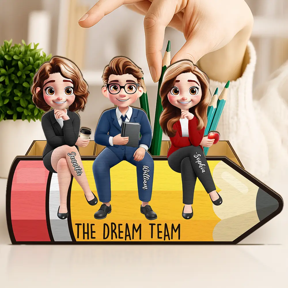 The Dream Team - Personalized Wooden Pen Pencil Holder - Image 4