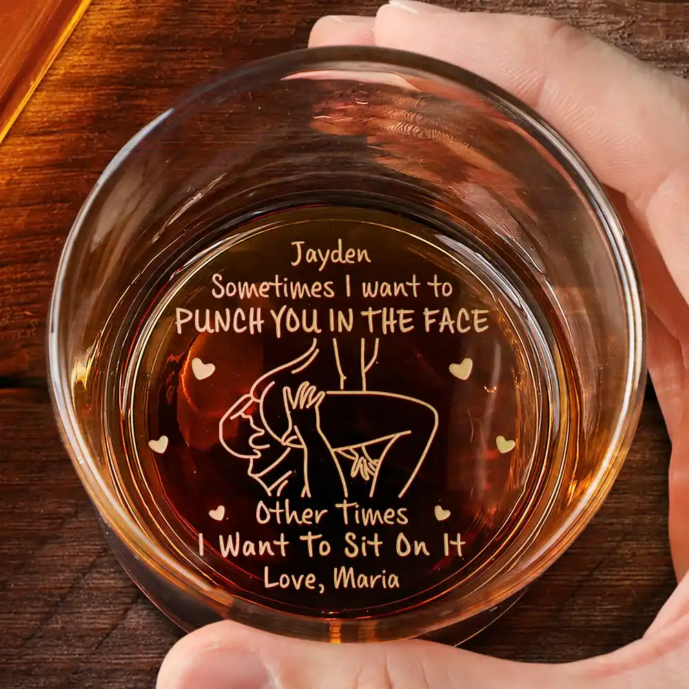 The Face I Want To Sit On Spicy Couple - Personalized Engraved Whiskey Glass - Image 2