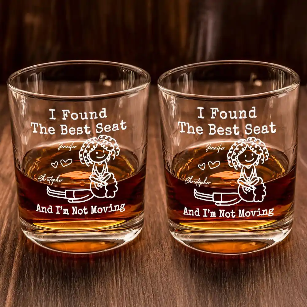 The Face I Want To Sit On Stick Figures Funny Couple - Personalized Whiskey Glass - Image 2