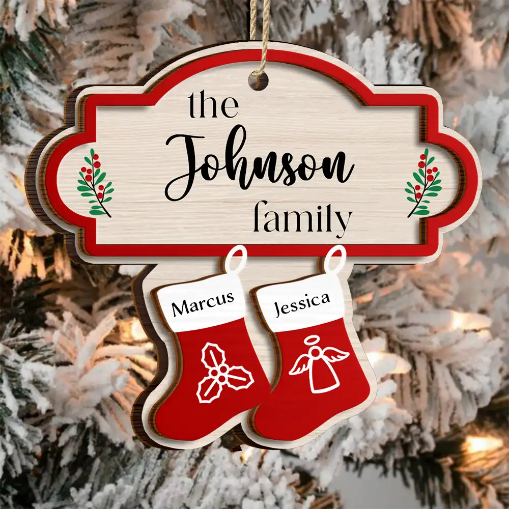 The Family Stockings - Personalized 2-Layered Wooden Ornament - Image 3