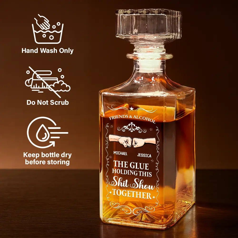 The Glue Holding - Personalized Square Whiskey Bottle - Image 6