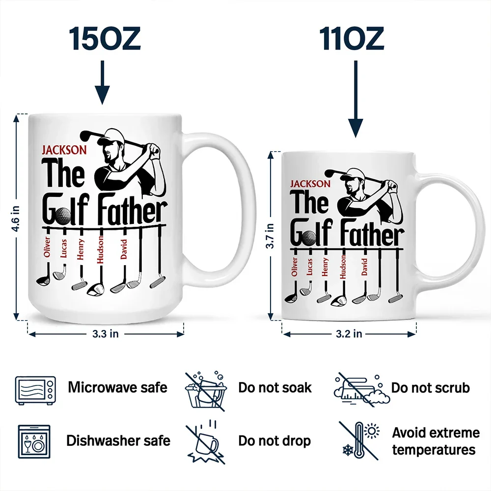The Golf Father Funny Golfer Dad - Personalized Mug - Image 4