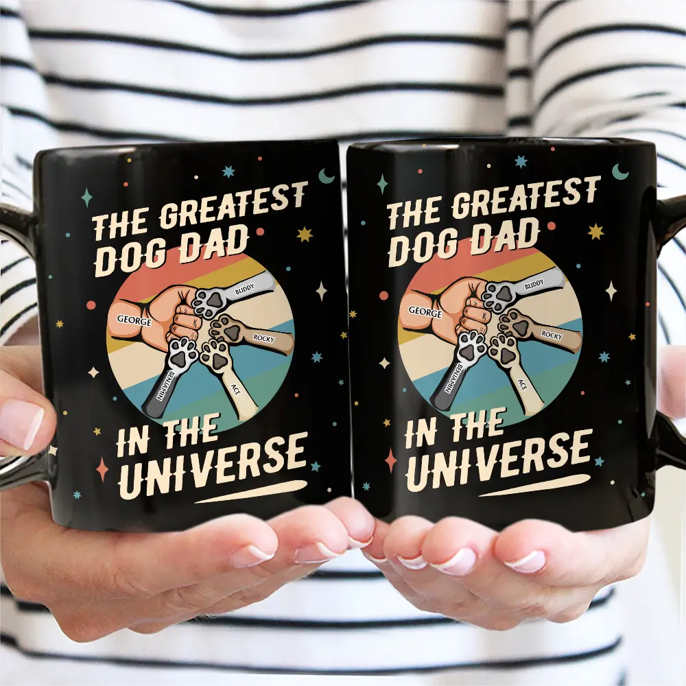 The Greatest Dog Dad In The Universe - Personalized Black Mug - Image 2