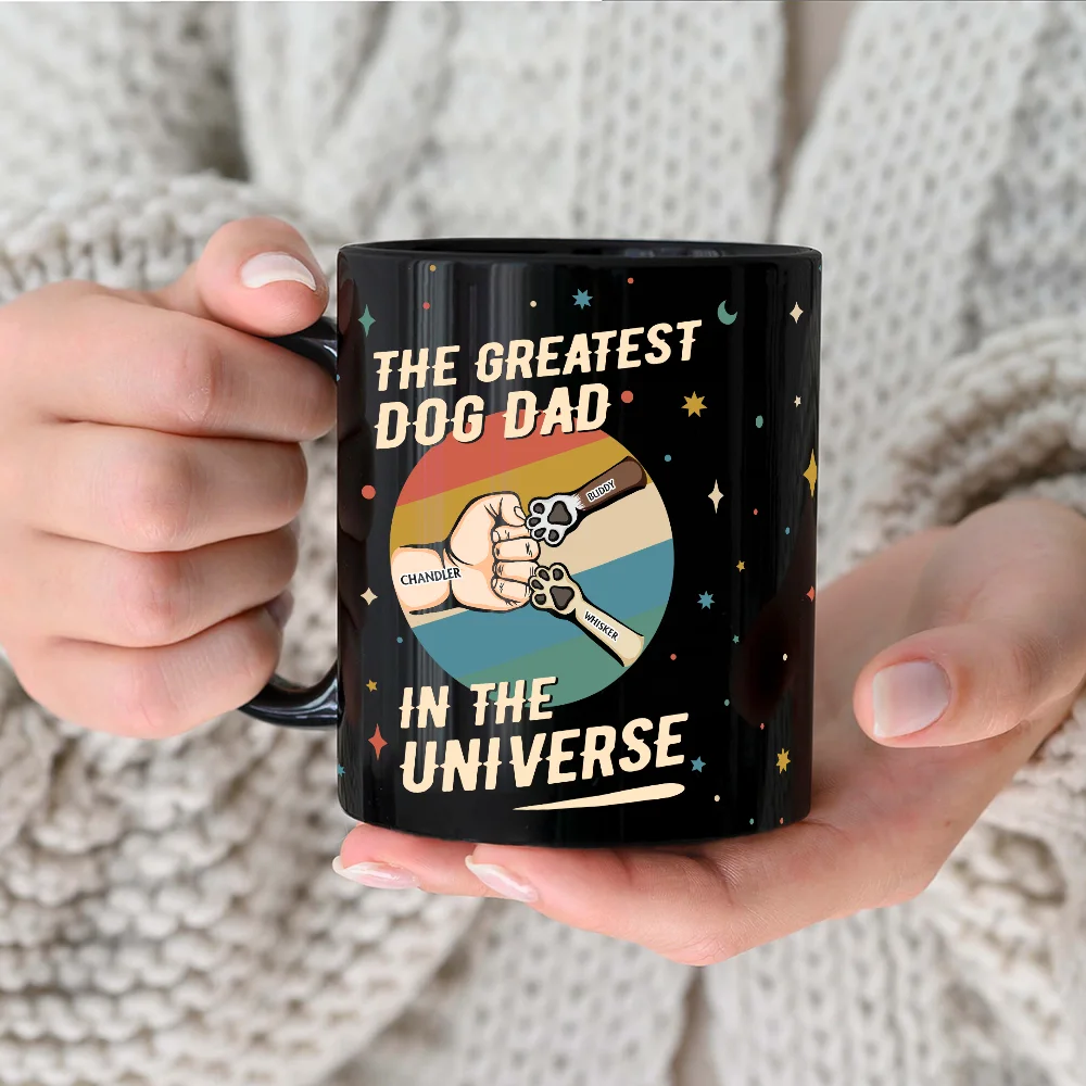 The Greatest Dog Dad In The Universe - Personalized Black Mug - Image 3