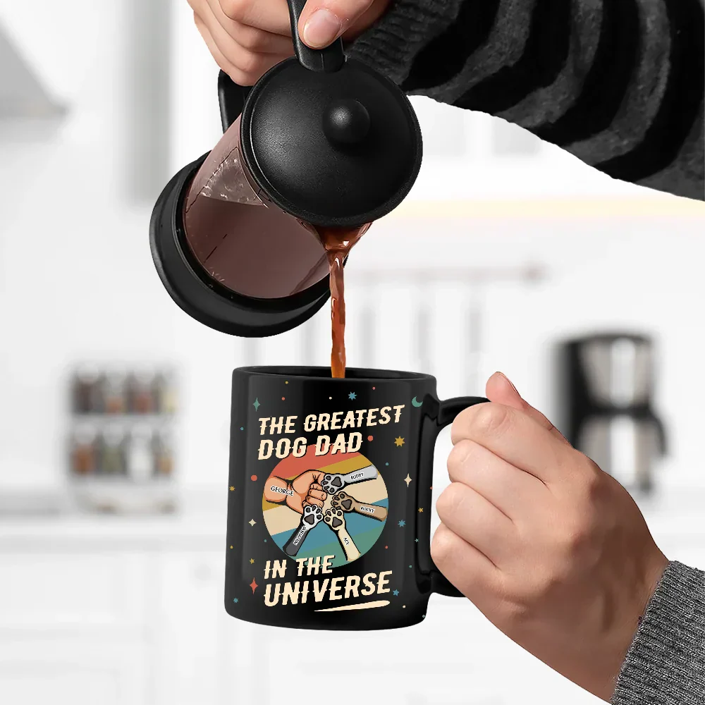 The Greatest Dog Dad In The Universe - Personalized Black Mug - Image 5