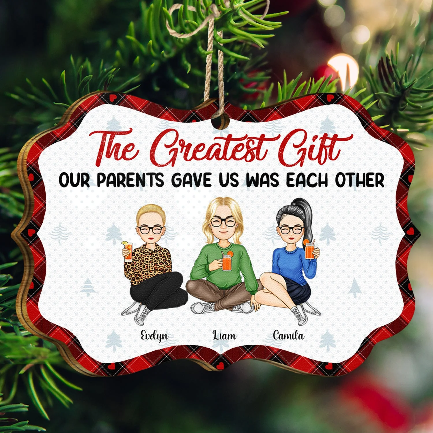 The Greatest Gift Our Parents Gave Us - Christmas Gifts For Brothers, Sisters, Siblings - Personalized Medallion Wooden Ornament - Image 3