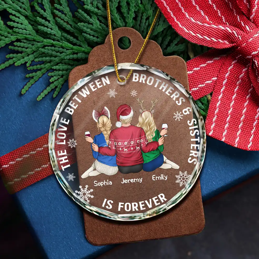 The Greatest Gift Our Parents Gave Us Family Sisters Brothers - Personalized Circle Glass Ornament - Image 5