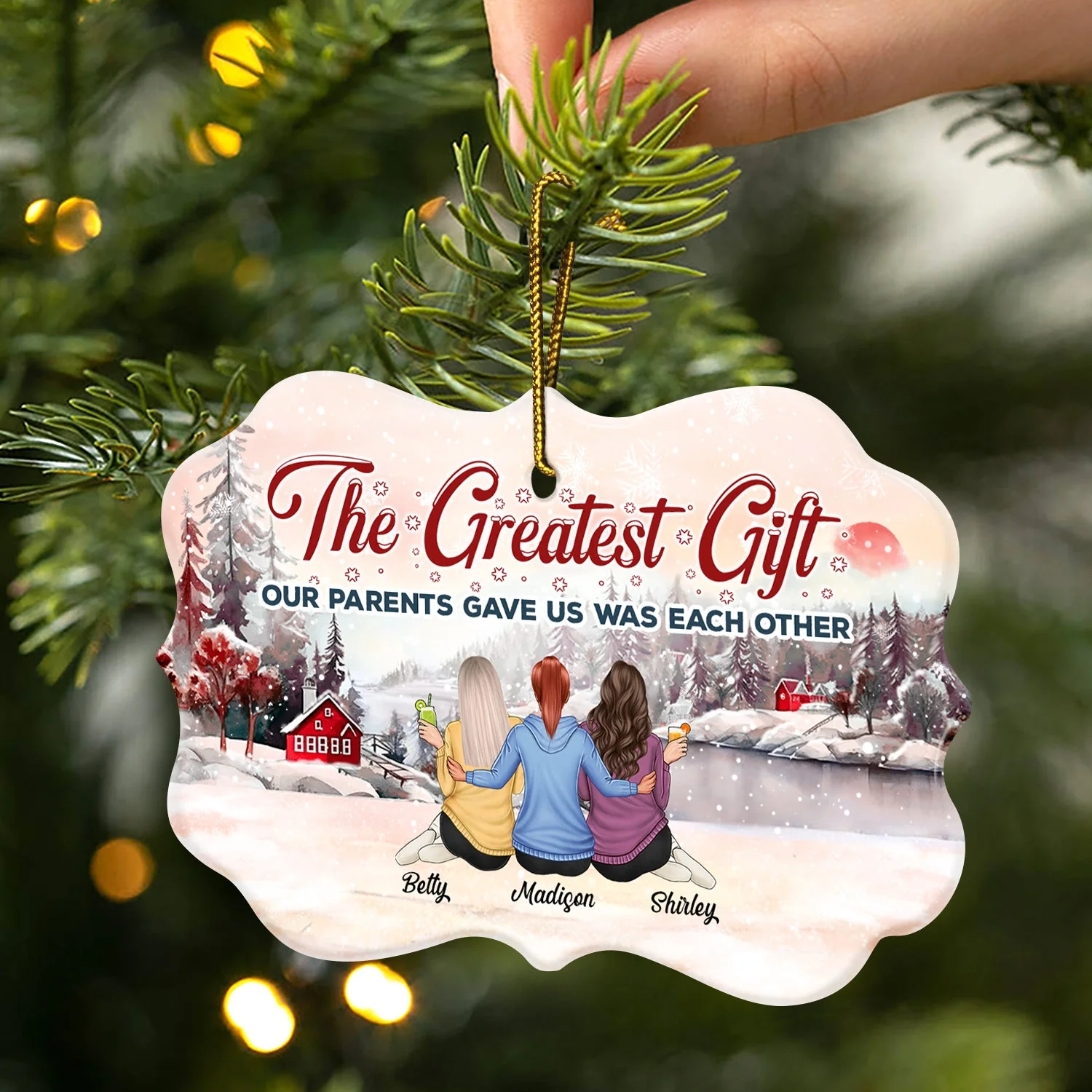 The Greatest Gift Our Parents Gave Us Was Each Other - Christmas Gift For Sibling, Sister, Brother - Personalized Medallion Ceramic Ornament - Image 2