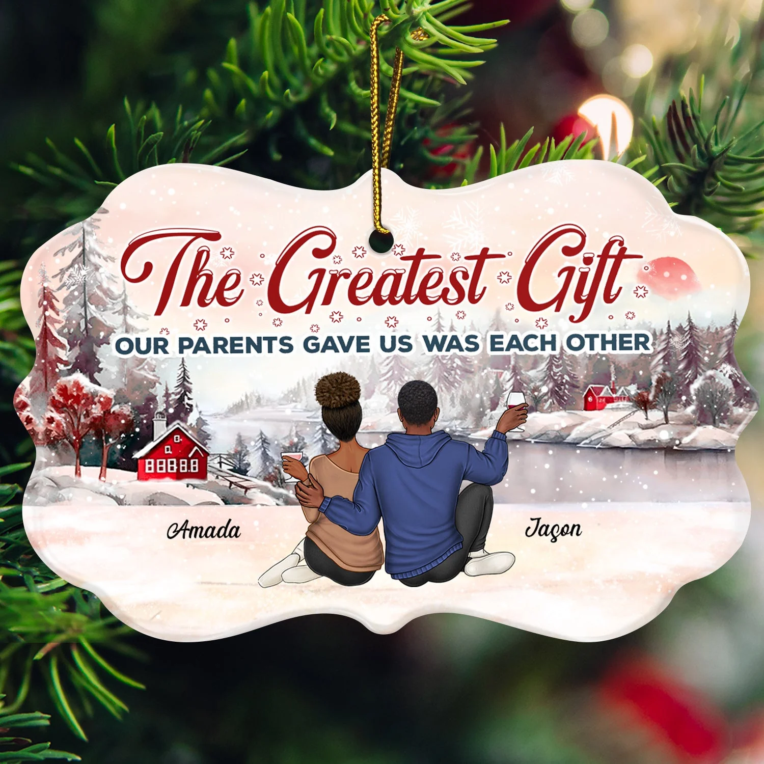 The Greatest Gift Our Parents Gave Us Was Each Other - Christmas Gift For Sibling, Sister, Brother - Personalized Medallion Ceramic Ornament - Image 3