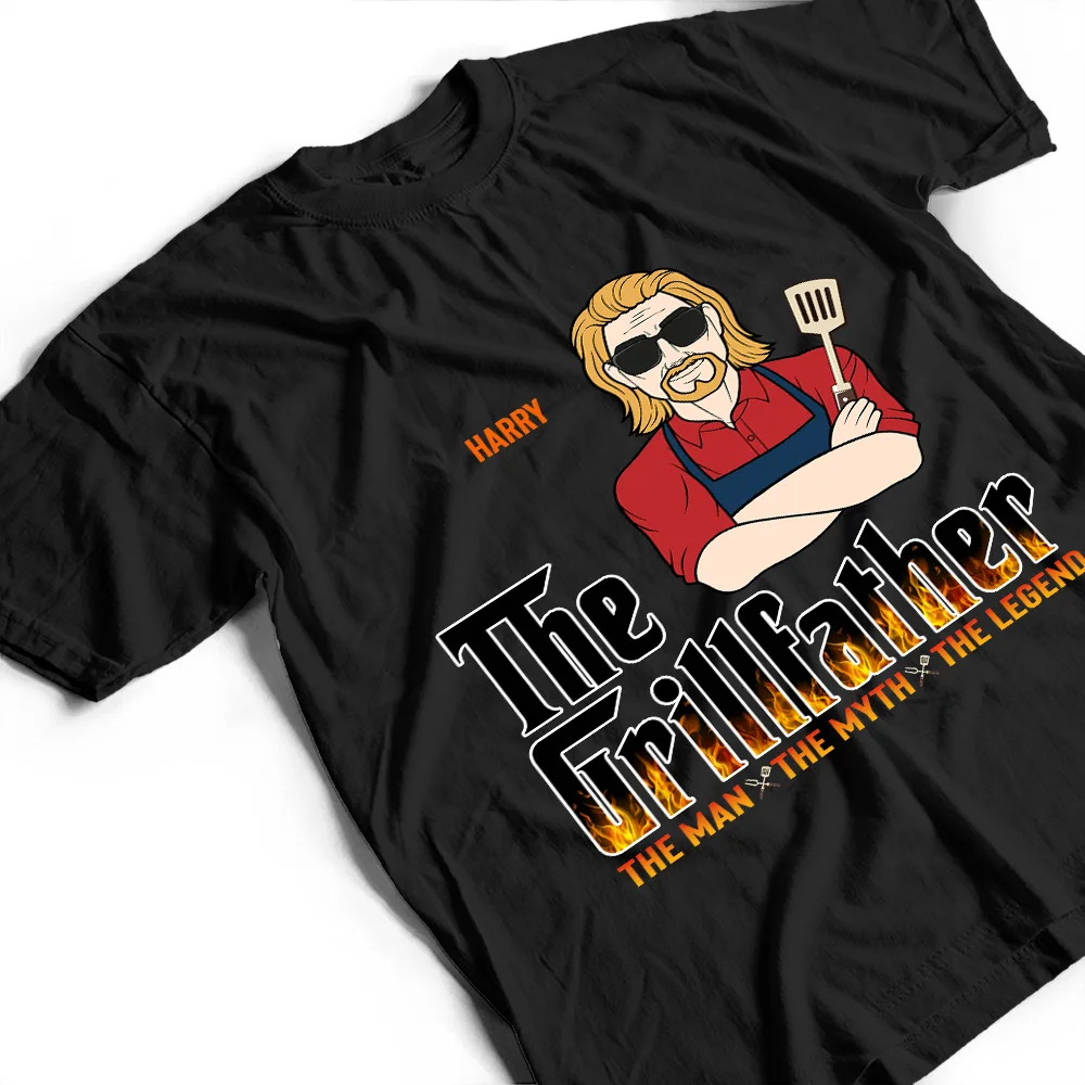 The Grillfather Fire - Personalized T Shirt - Image 3