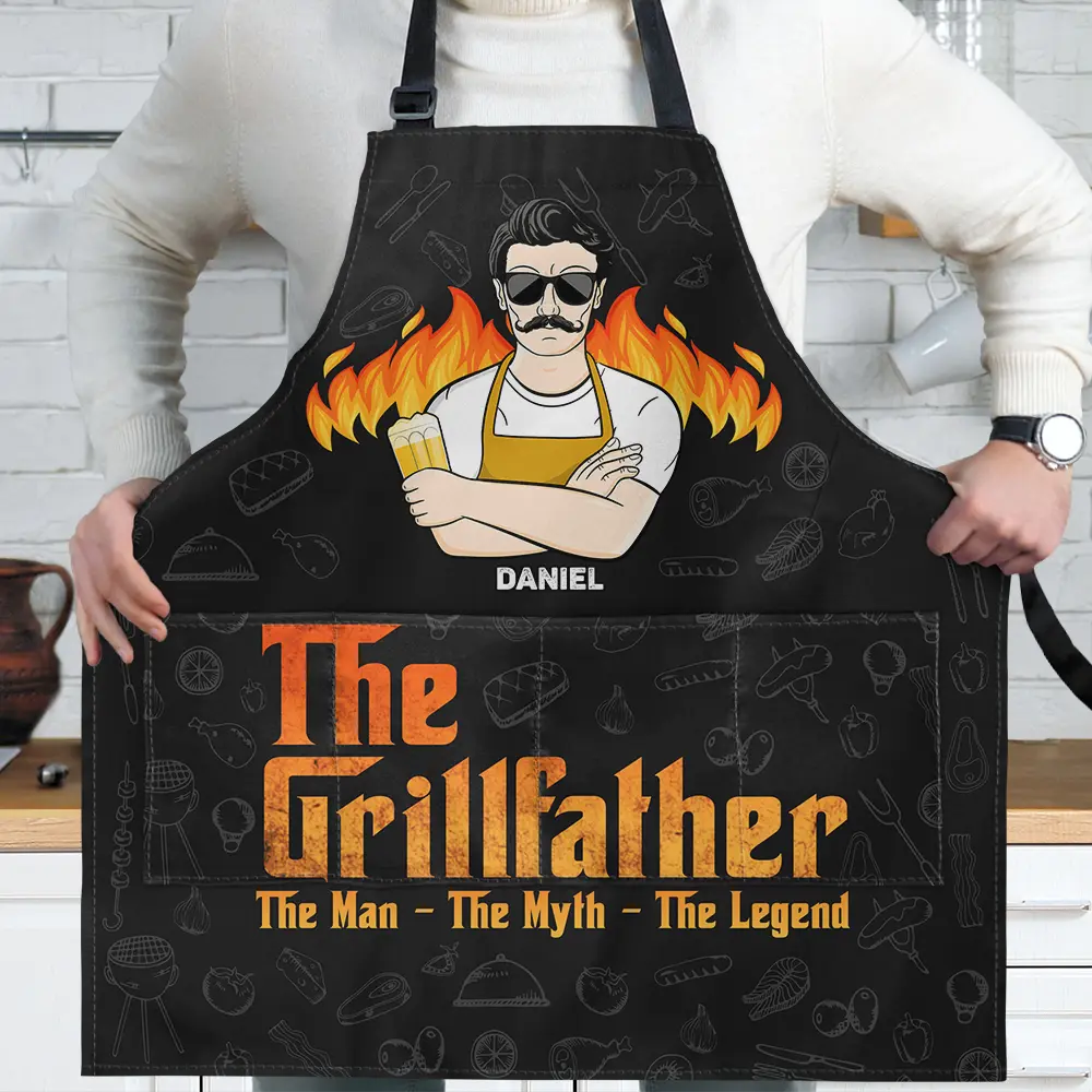 The Grillfather The Man The Myth The Legend - Personalized Apron - Image 2