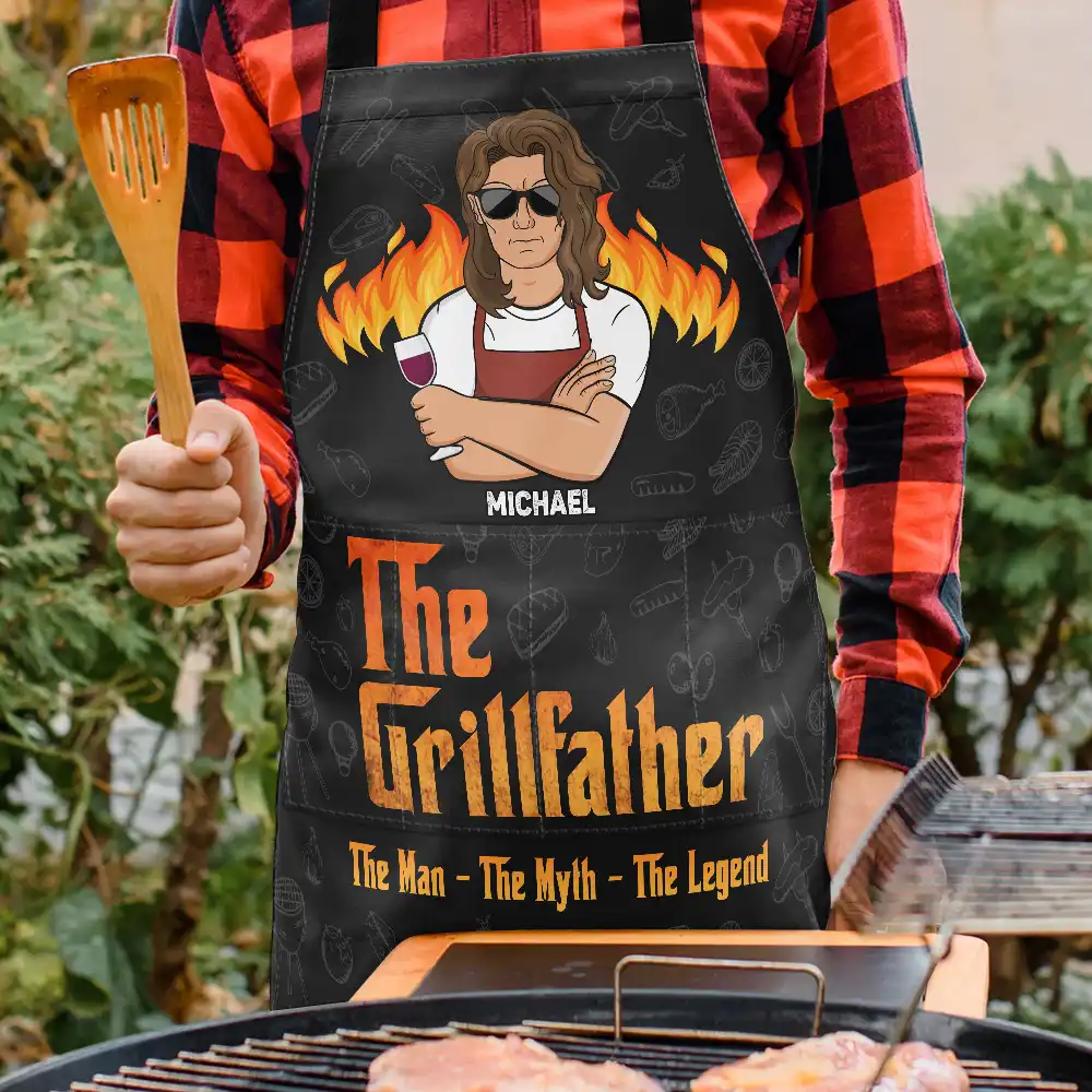 The Grillfather The Man The Myth The Legend - Personalized Apron - Image 3